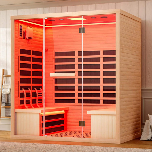 Thermora Seville 4-Person Outdoor Infrared Sauna | Low EMF, Canadian Hemlock & Bluetooth