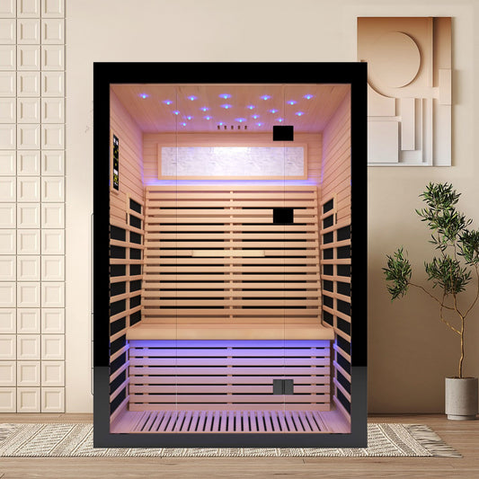 2-Person Far Infrared Hemlock Sauna with Starry Sky Lighting