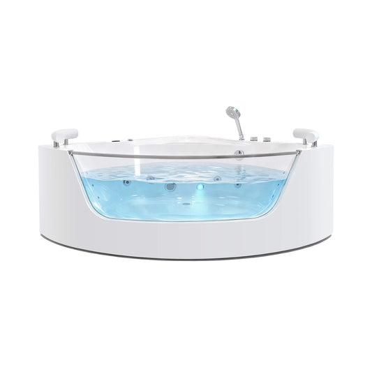 Serenity 59-Inch 2-Person Corner Whirlpool Bathtub with Heater & Rainbow Light