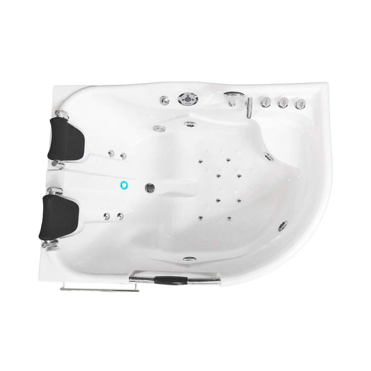Cayman 67-Inch 2-Person 16-Jet Whirlpool Hydromassage Bathtub with Heater & Chromotherapy
