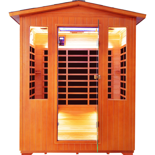 3-4 Person Outdoor Sauna – Fir & Red Cedar with 11 Heating Panels and LED Lighting