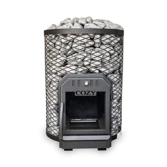 Cozy Heat O Thru-Wall Wood-Burning Sauna Stove with Sauna Stones
