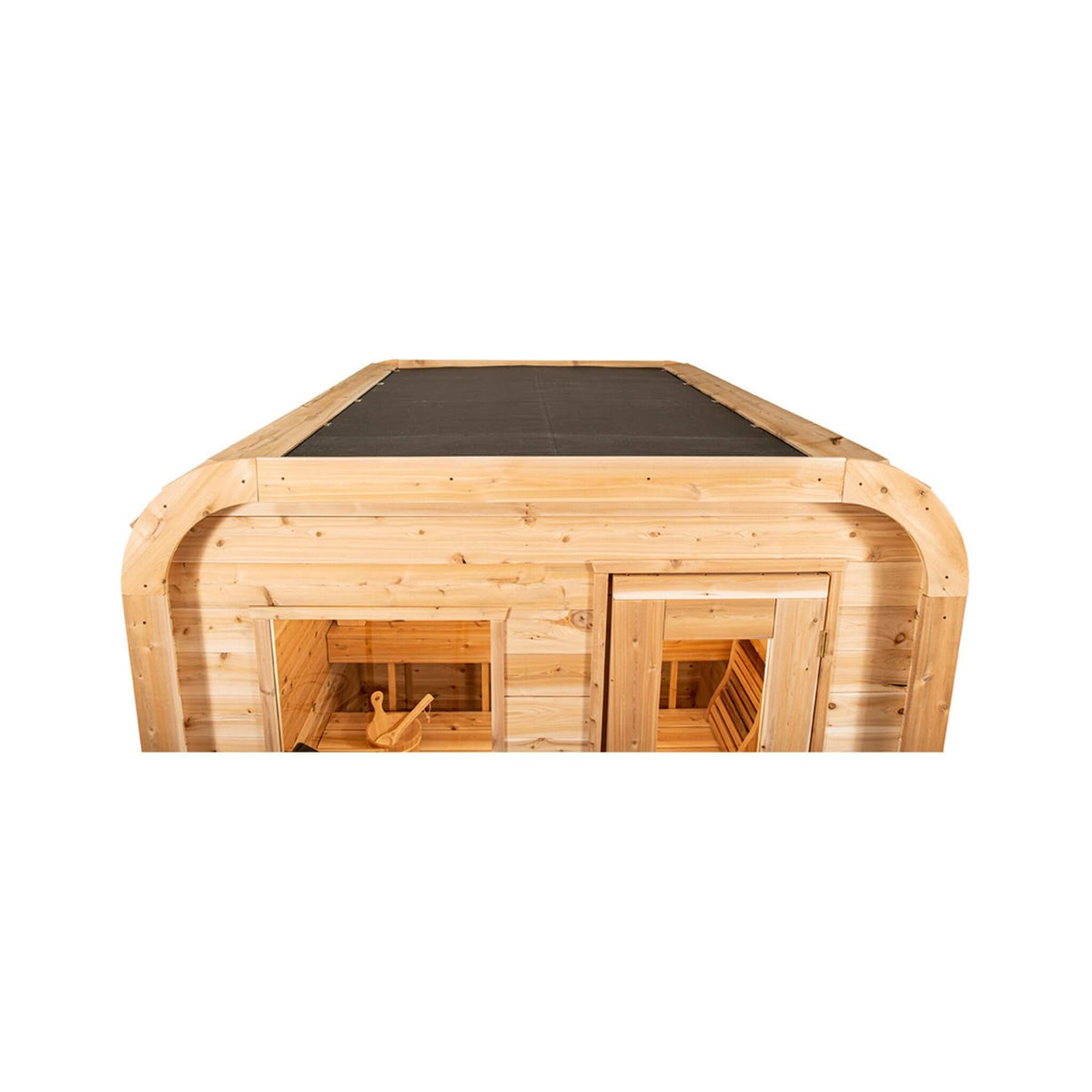 Dundalk Leisurecraft Luna Cube Sauna | 4-Person Canadian Timber | Sloped Roof + Front Window