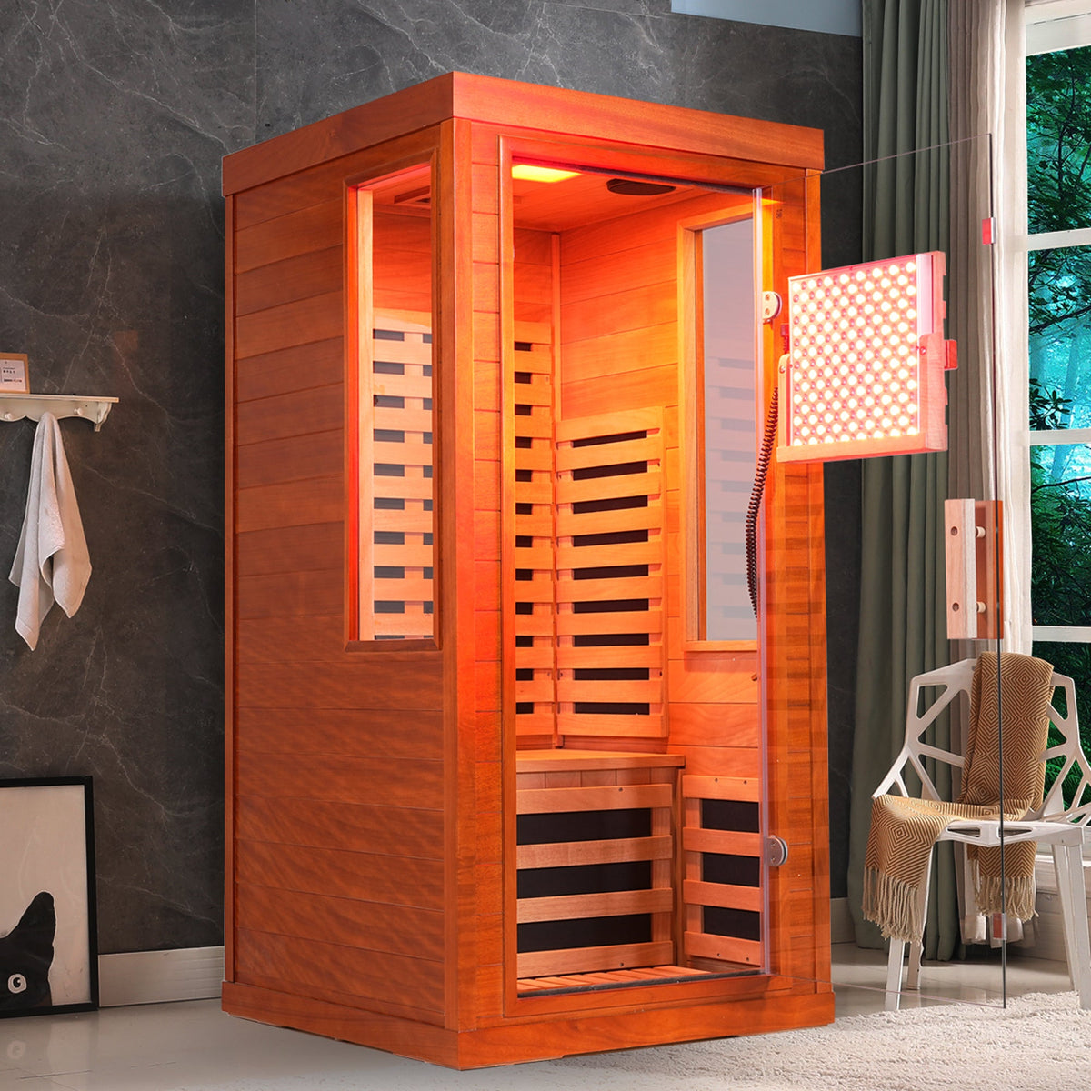 Single Person Infrared Sauna with Bluetooth, Chromotherapy & Touch Control