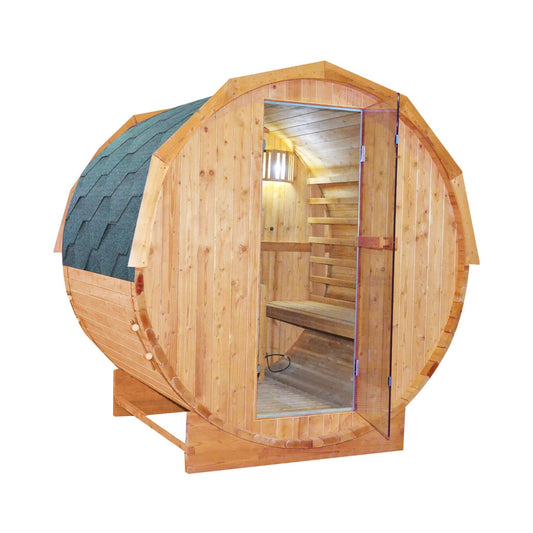 Thermora Ignite Outdoor Barrel Sauna | Carbonized Spruce | 4.5KW Heater | 172 x 132cm