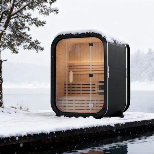 Thermora Lund 2-Person Outdoor Cube Sauna Kit | Spruce Wood & 4.5kW Electric Stove
