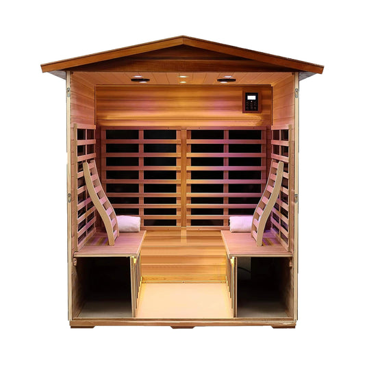 Thermora Moretti 4-Person Outdoor Infrared Sauna | Mahogany | Full Spectrum Ultra-Low EMF