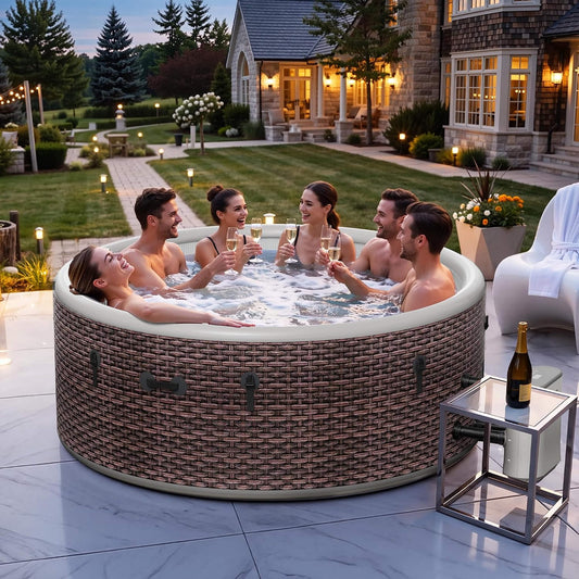6-Person Inflatable Hot Tub | 180 Massage Jets | Drop-Stitch | 77 Inch