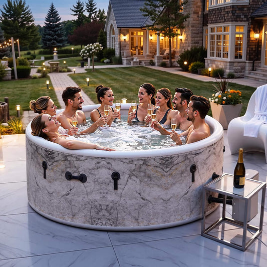 8-Person Inflatable Drop-Stitch Hot Tub with 220 Massage Jets