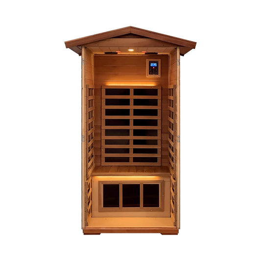 Thermora Xyra 1-Person Outdoor Red Cedar Infrared Sauna | Low EMF, Chromotherapy & Bluetooth