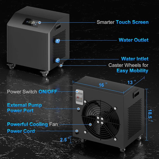 Premium XL 120-Gallon Cold Plunge Tub Kit With 1HP Chiller, Filter, and Pump