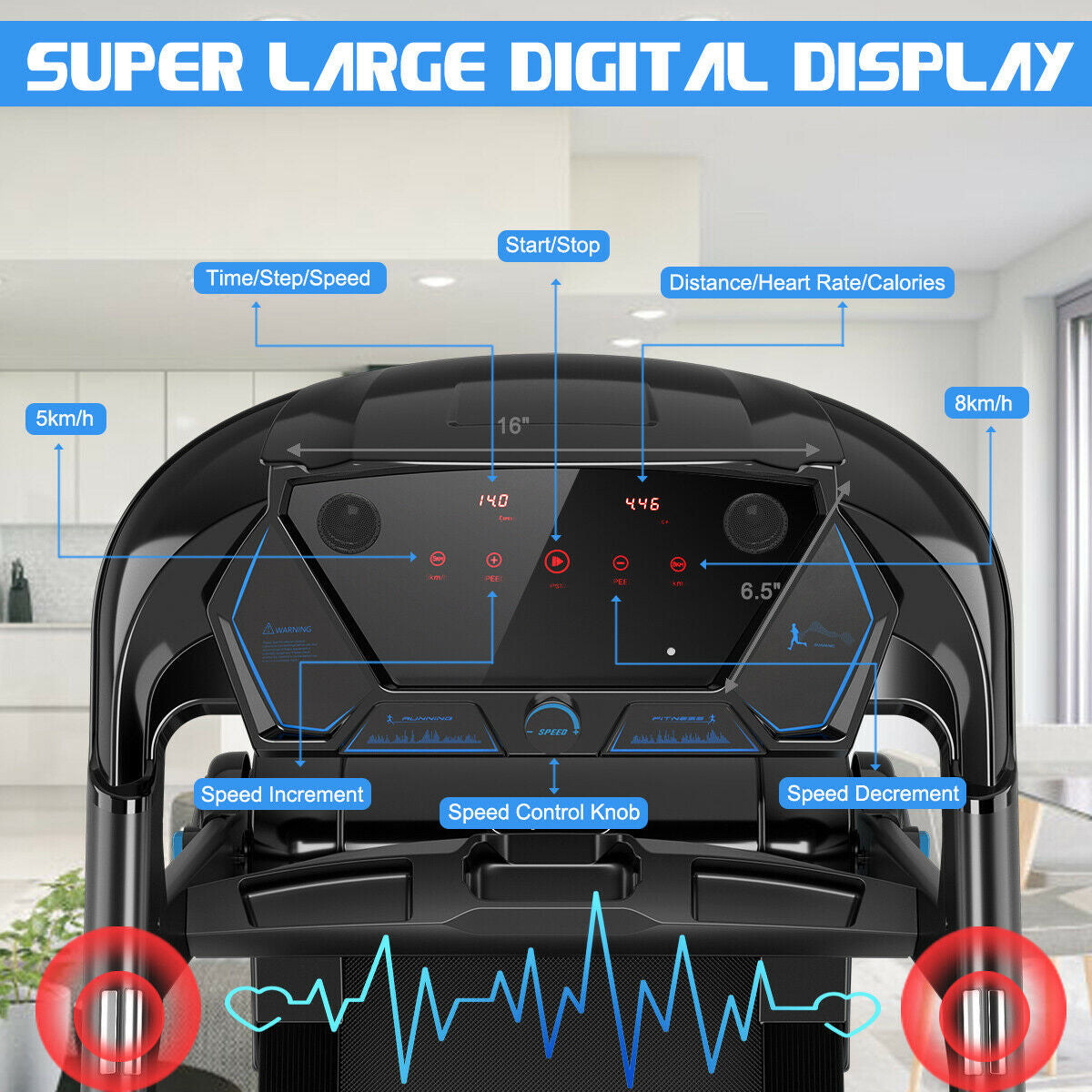 2.25HP Folding Treadmill with Bluetooth Speaker – Black