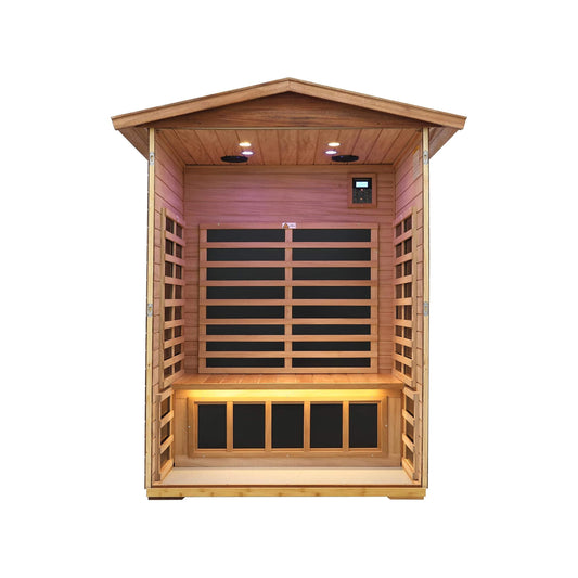 Thermora Ignis 2-Person Outdoor Infrared Sauna | Mahogany, Ultra-Low EMF, Bluetooth
