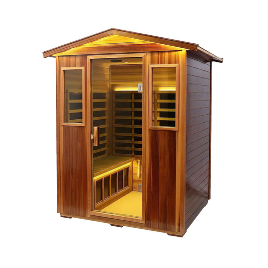 Thermora Kairo 4-Person Outdoor Infrared Hemlock Sauna with Tempered Glass Door