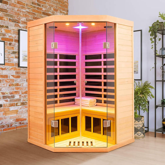 Thermora Laurent 2-Person Corner Infrared Sauna with Bluetooth Speakers | 1600W