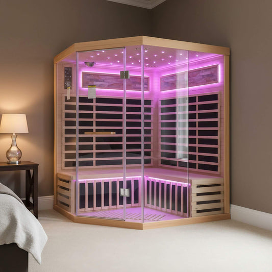 Thermora Premium Canadian Hemlock Pentagonal Indoor Infrared Sauna with Glass Front
