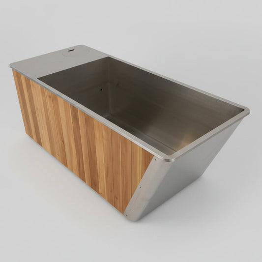 Cold & Hot Plunge Pool With Integrated Chiller Heater | Wood & Stainless Steel