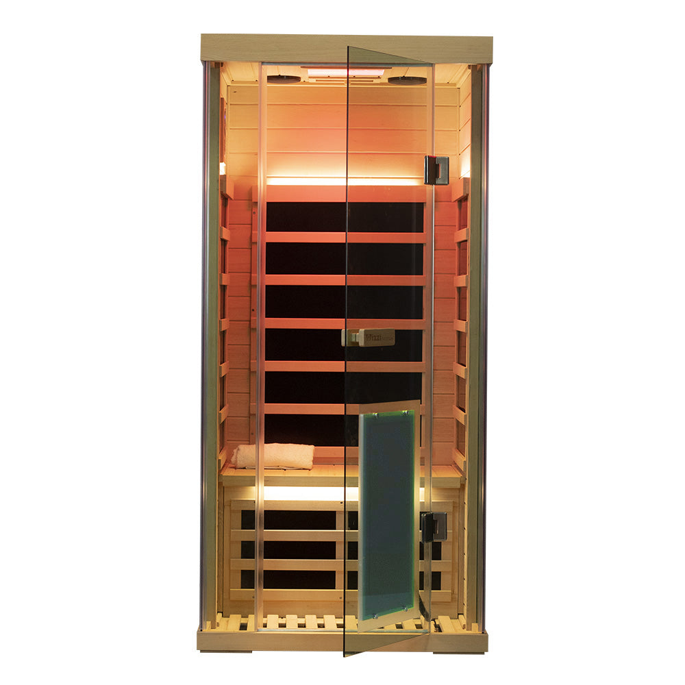 1-Person Hemlock Full-Glass Sauna Wizzisaunas SH01