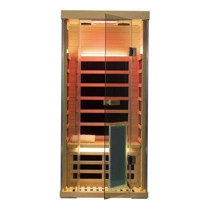 1-Person Hemlock Full-Glass Sauna Wizzisaunas SH01