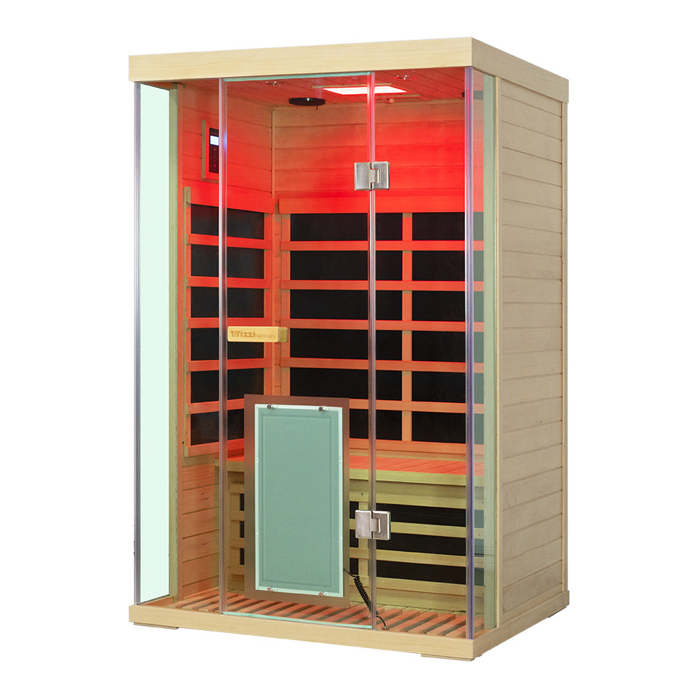 2-Person Hemlock Full-Glass Sauna – Wizzisaunas SH02