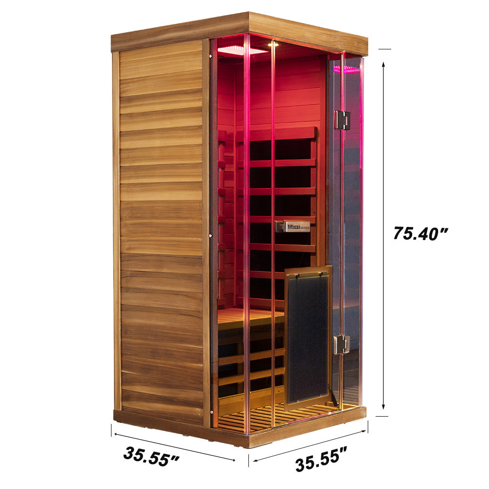 1-Person Red Cedar Full-Glass Sauna Wizzisaunas SR01