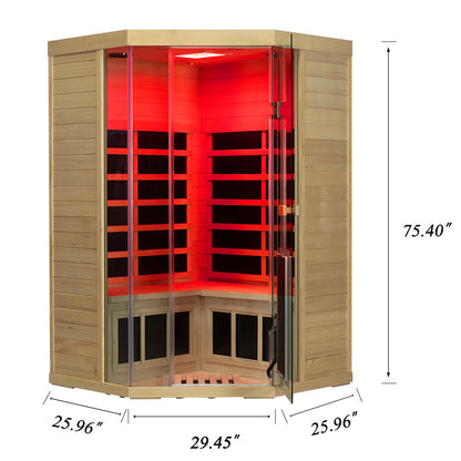 Corner Hemlock Full-Glass Sauna – Wizzisaunas SH07