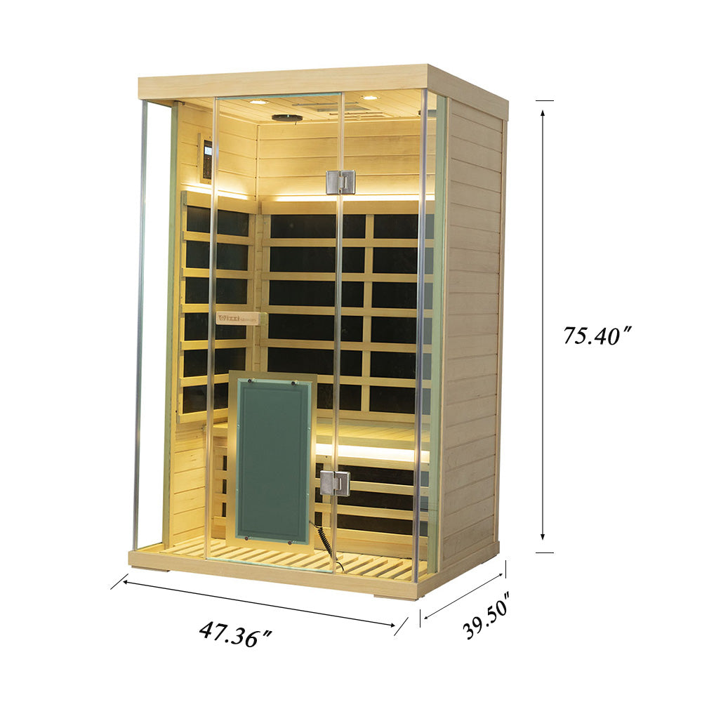 2-Person Hemlock Full-Glass Sauna – Wizzisaunas SH02