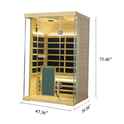2-Person Hemlock Full-Glass Sauna – Wizzisaunas SH02