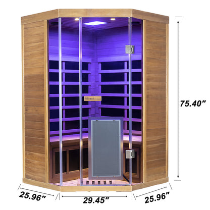 Corner Red Cedar Full-Glass Sauna – Wizzisaunas SR07