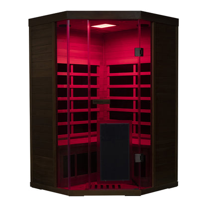 Corner Red Cedar Full-Glass Sauna – Wizzisaunas SR07