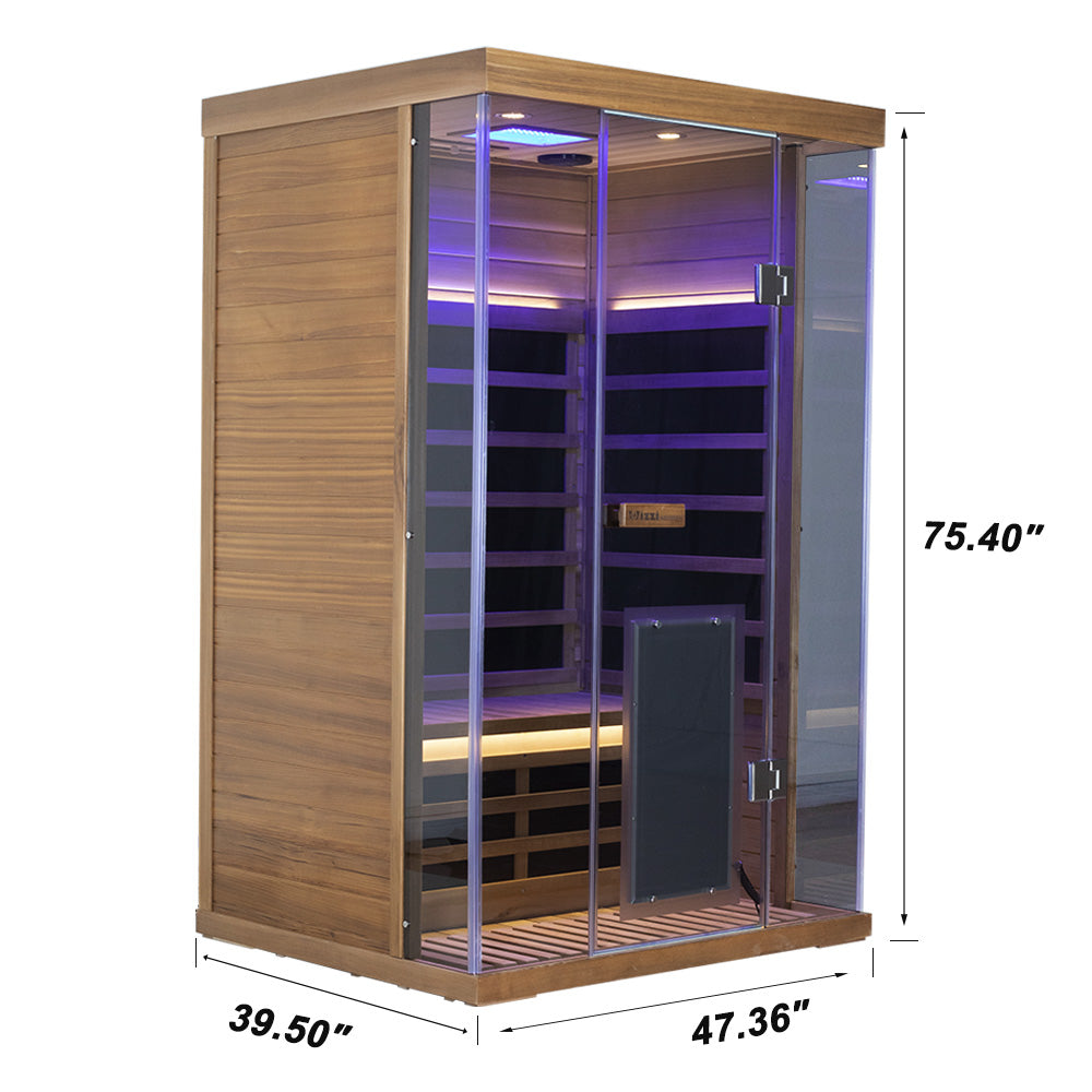 2-Person Red Cedar Full-Glass Sauna – Wizzisaunas SR02