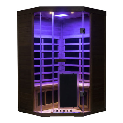 Corner Red Cedar Full-Glass Sauna – Wizzisaunas SR07