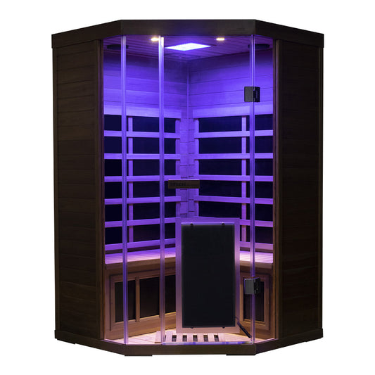 Corner Red Cedar Full-Glass Sauna – Wizzisaunas SR07