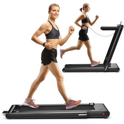2-in-1 Folding Treadmill with Under-Desk Walking & Running Modes