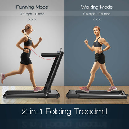 2-in-1 Folding Treadmill with Under-Desk Walking & Running Modes