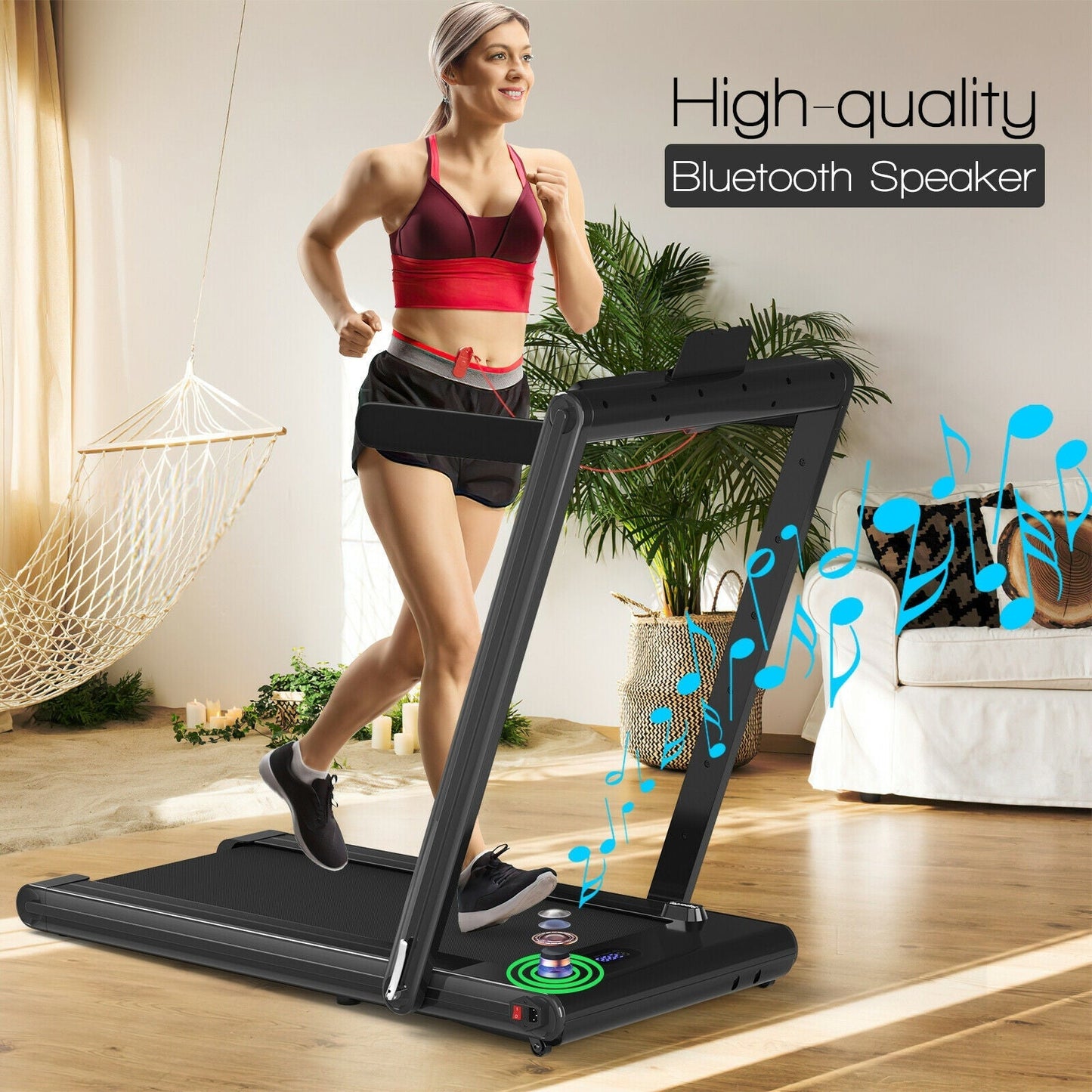 2-in-1 Folding Treadmill with Under-Desk Walking & Running Modes