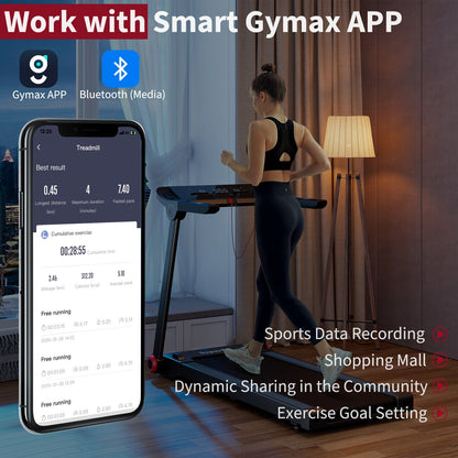 3.75HP Folding Treadmill with App Control and 12 Preset Programs