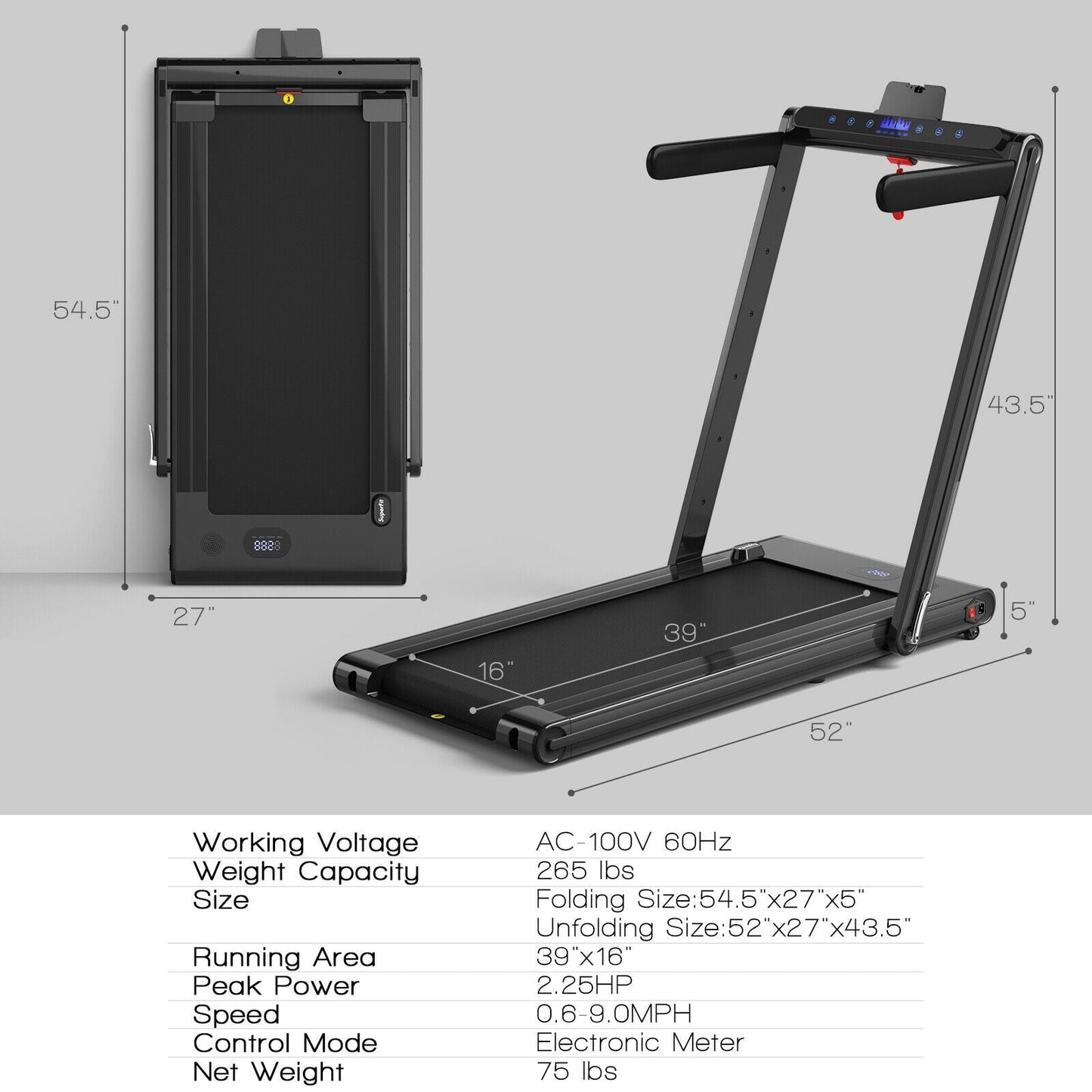2-in-1 Folding Treadmill with Under-Desk Walking & Running Modes