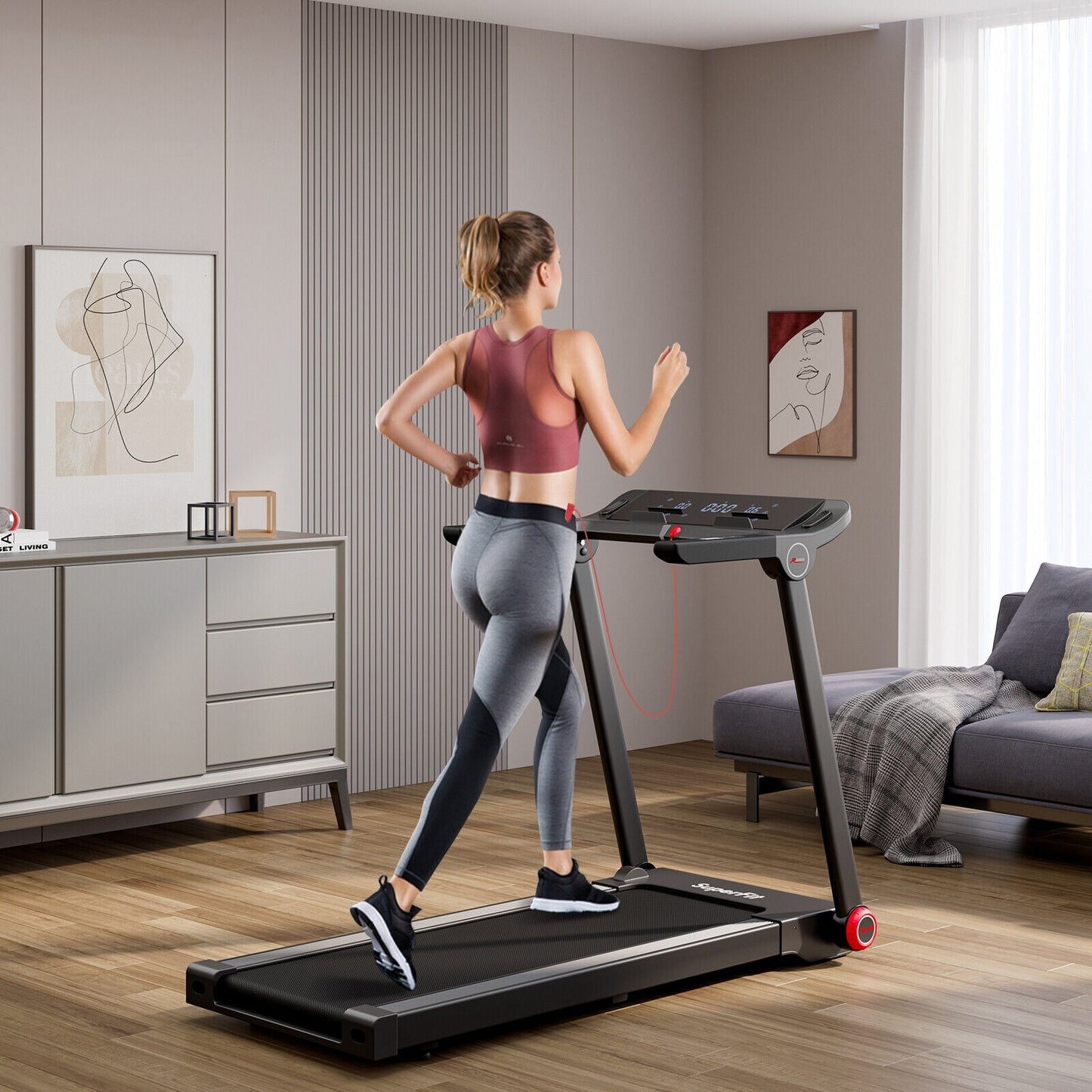 3.75HP Folding Treadmill with App Control and 12 Preset Programs
