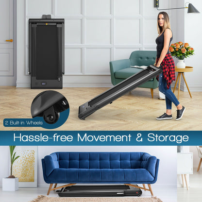 2-in-1 Folding Treadmill with Under-Desk Walking & Running Modes