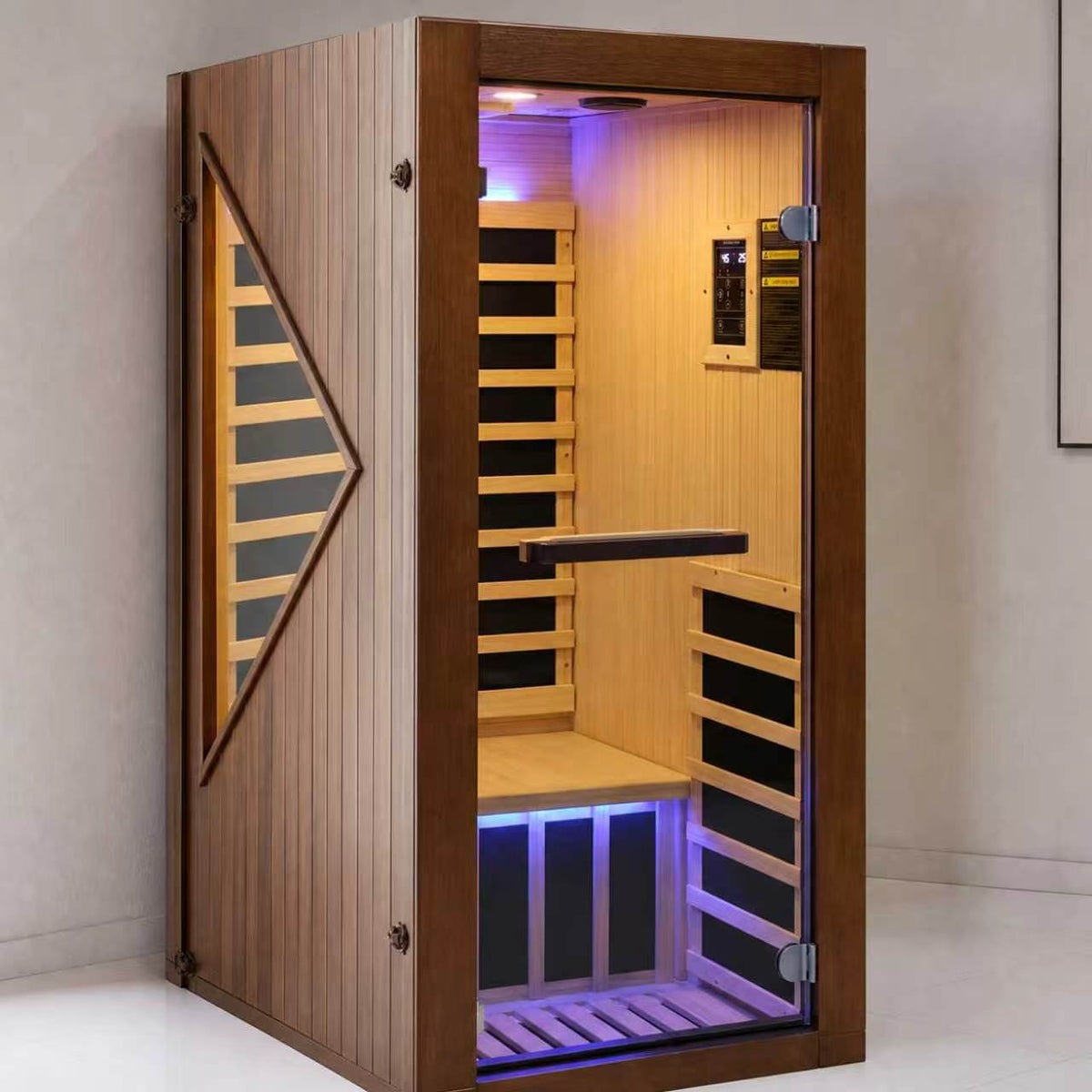 1090W Indoor Pine Sauna with Six Heating Plates