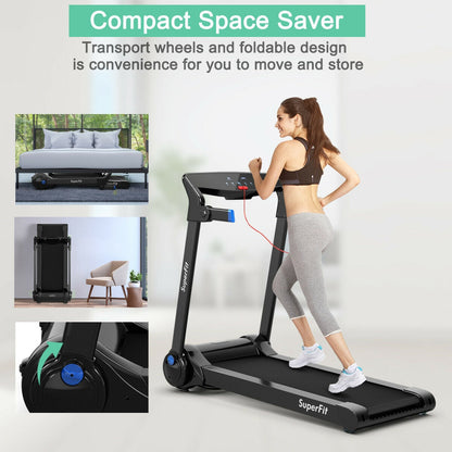 3HP Folding Treadmill with Bluetooth Speaker – Home & Office