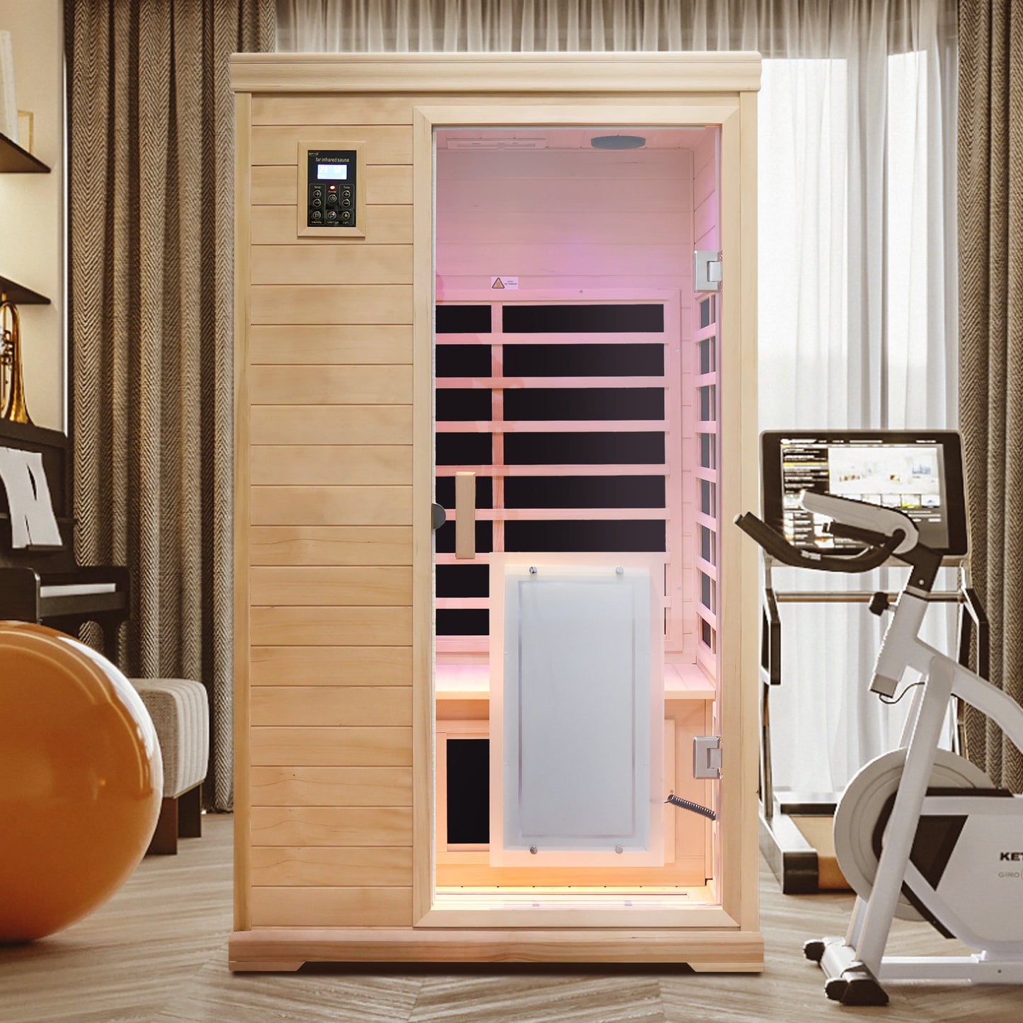 Two-Person Far-Infrared Hemlock Indoor Sauna Room