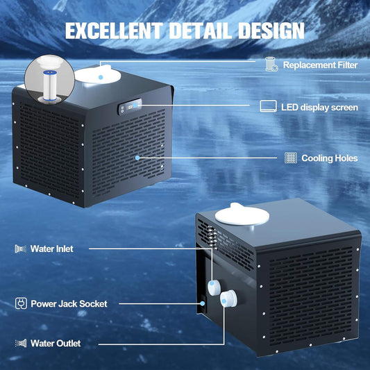 Foldable Cold Plunge Tub with 1/3 HP Smart Water Chiller