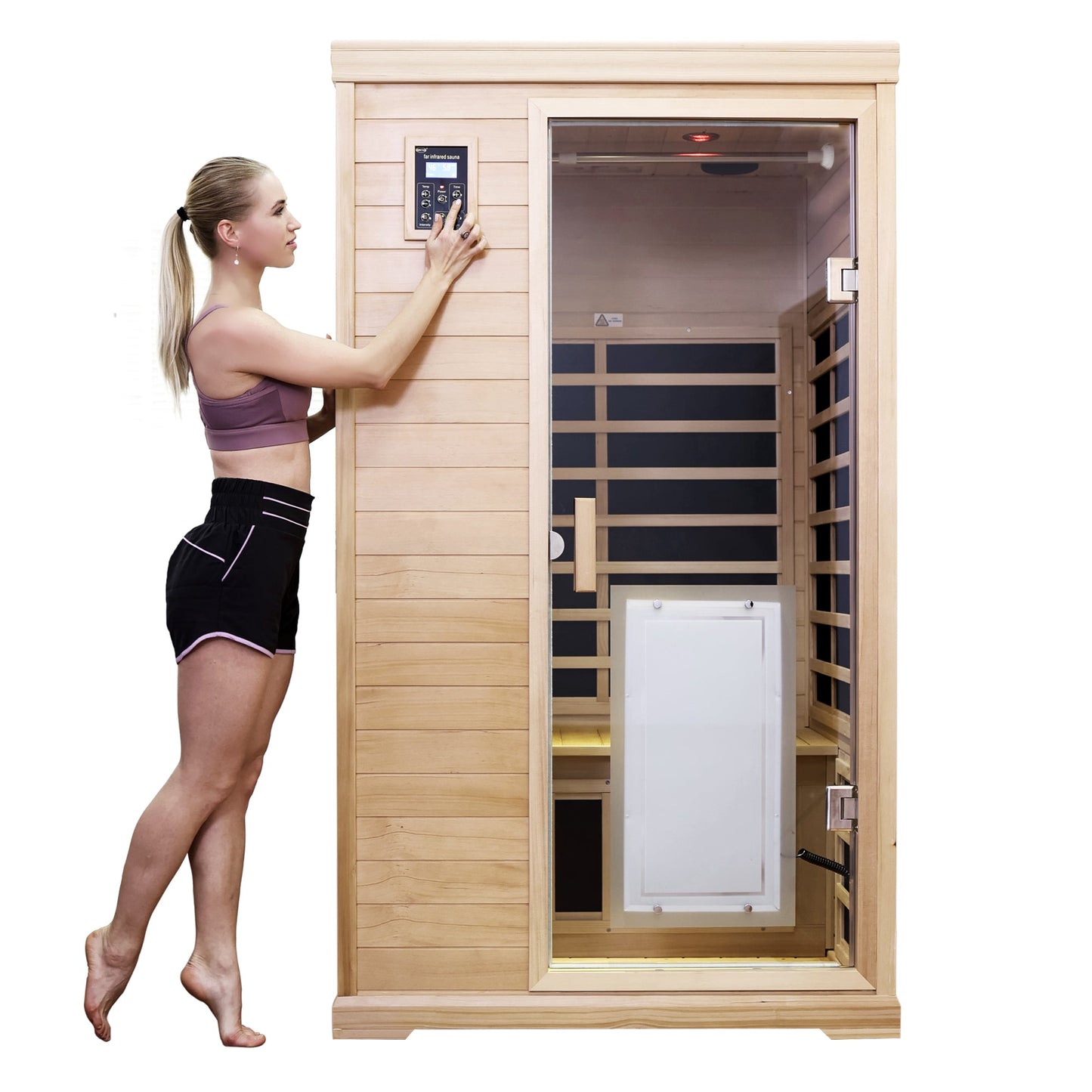 Two-Person Far-Infrared Hemlock Indoor Sauna Room