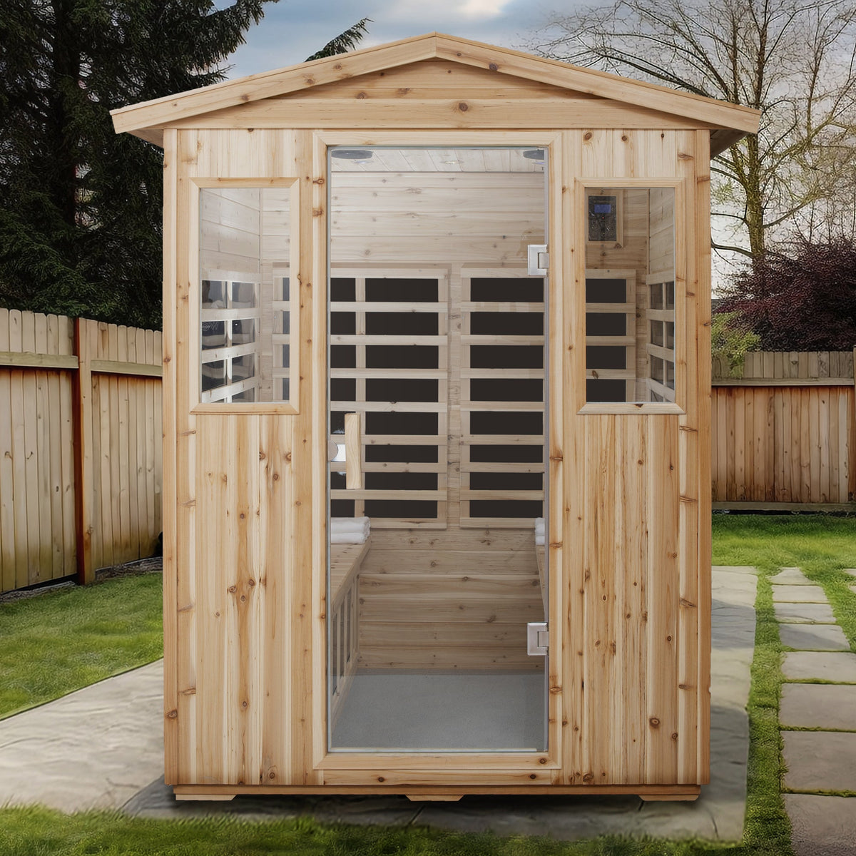 4-Person Far-Infrared Outdoor Sauna Room | Old Fir