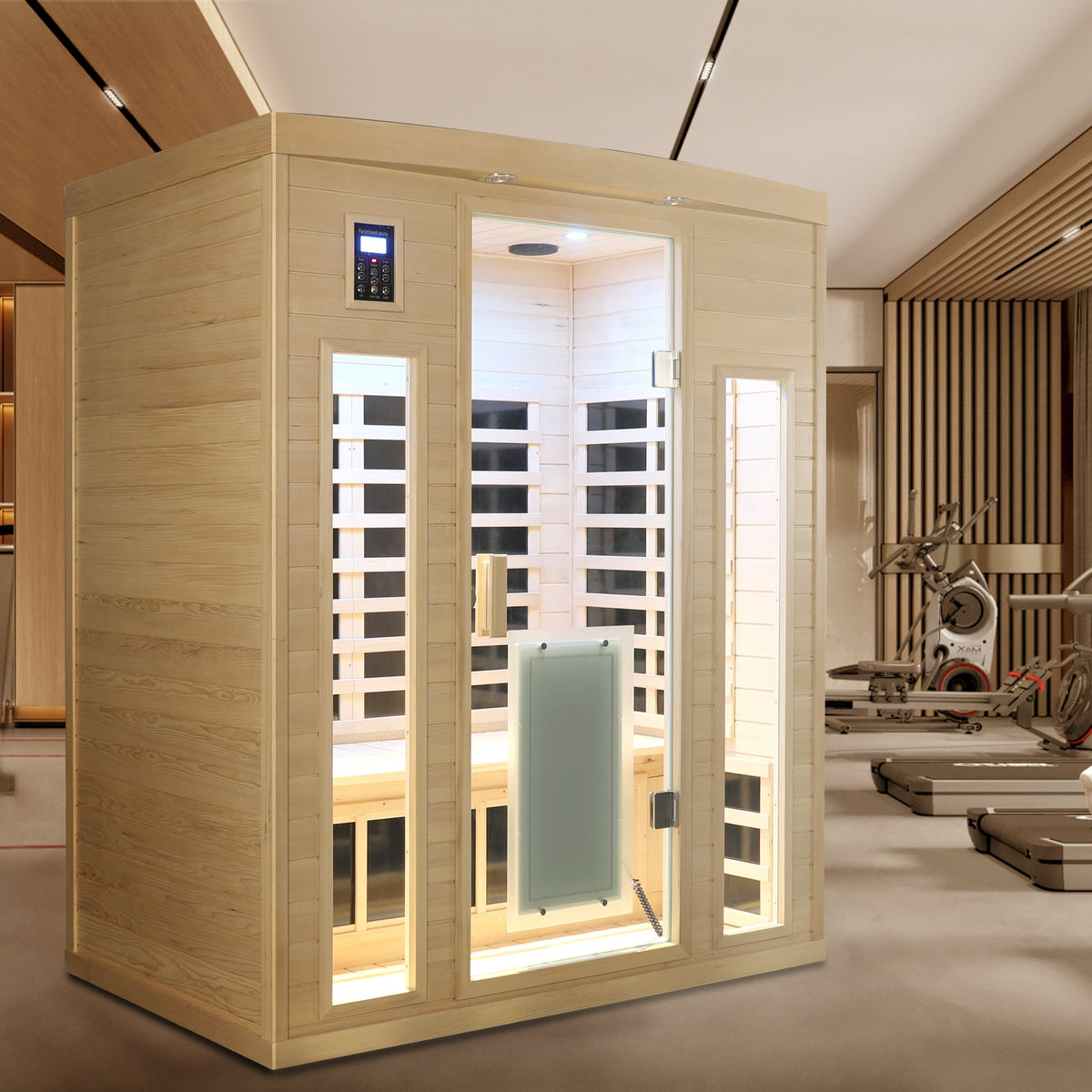 3-Person Hemlock Far-Infrared Sauna with Bluetooth & Lights