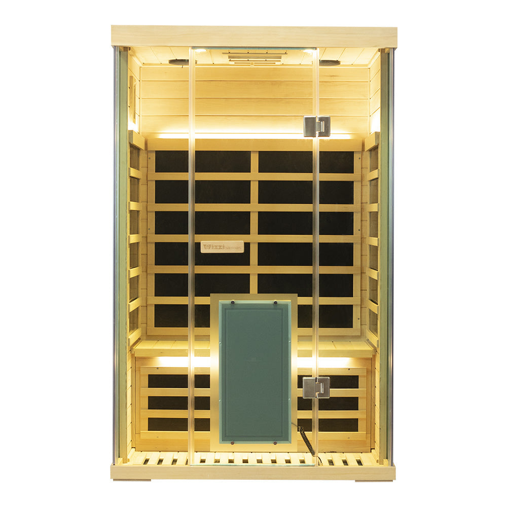 2-Person Hemlock Full-Glass Sauna – Wizzisaunas SH02