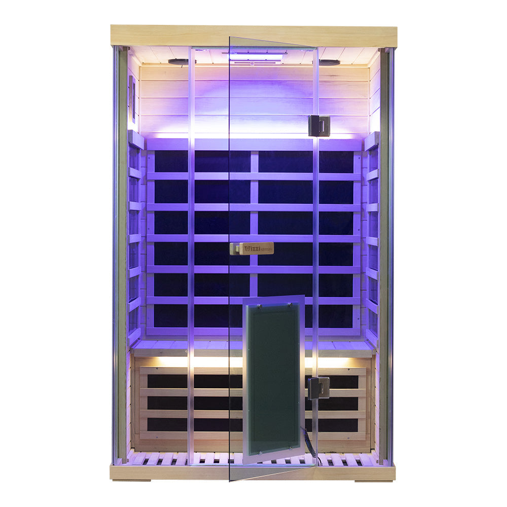 2-Person Hemlock Full-Glass Sauna – Wizzisaunas SH02