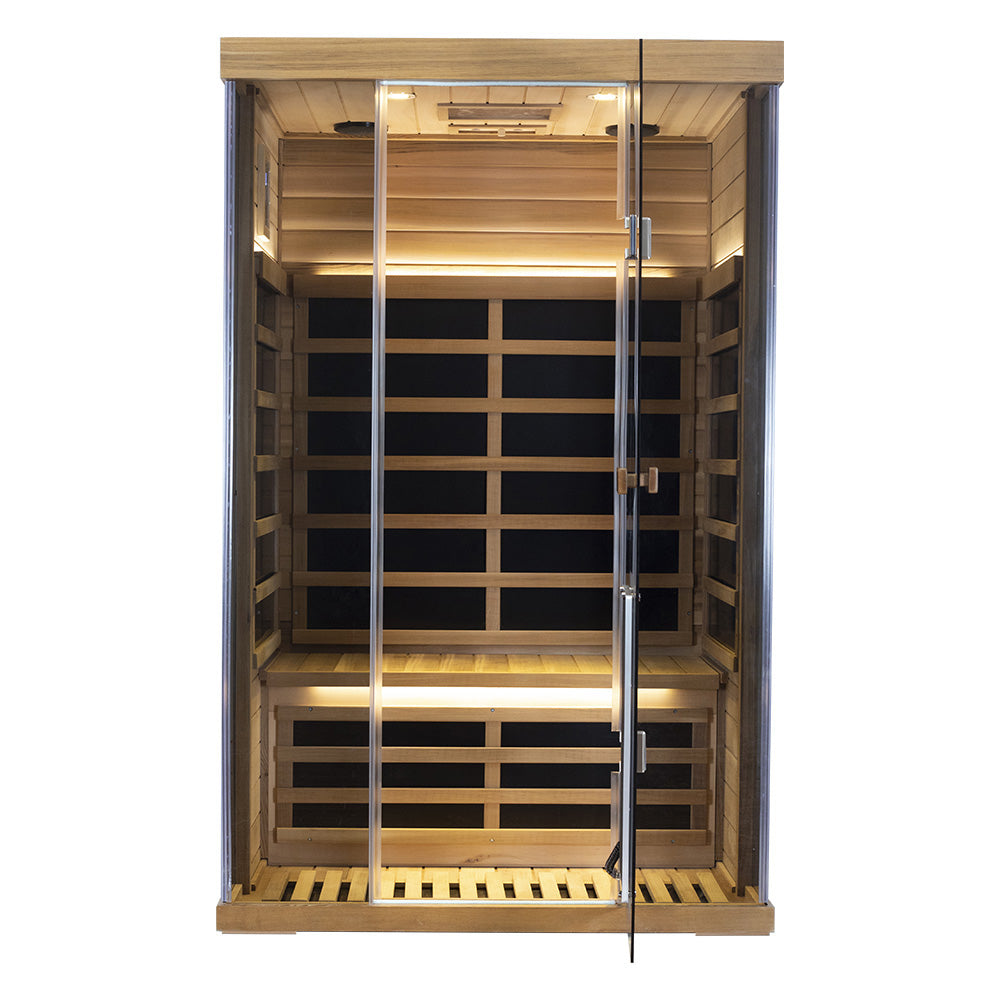 2-Person Red Cedar Full-Glass Sauna – Wizzisaunas SR02